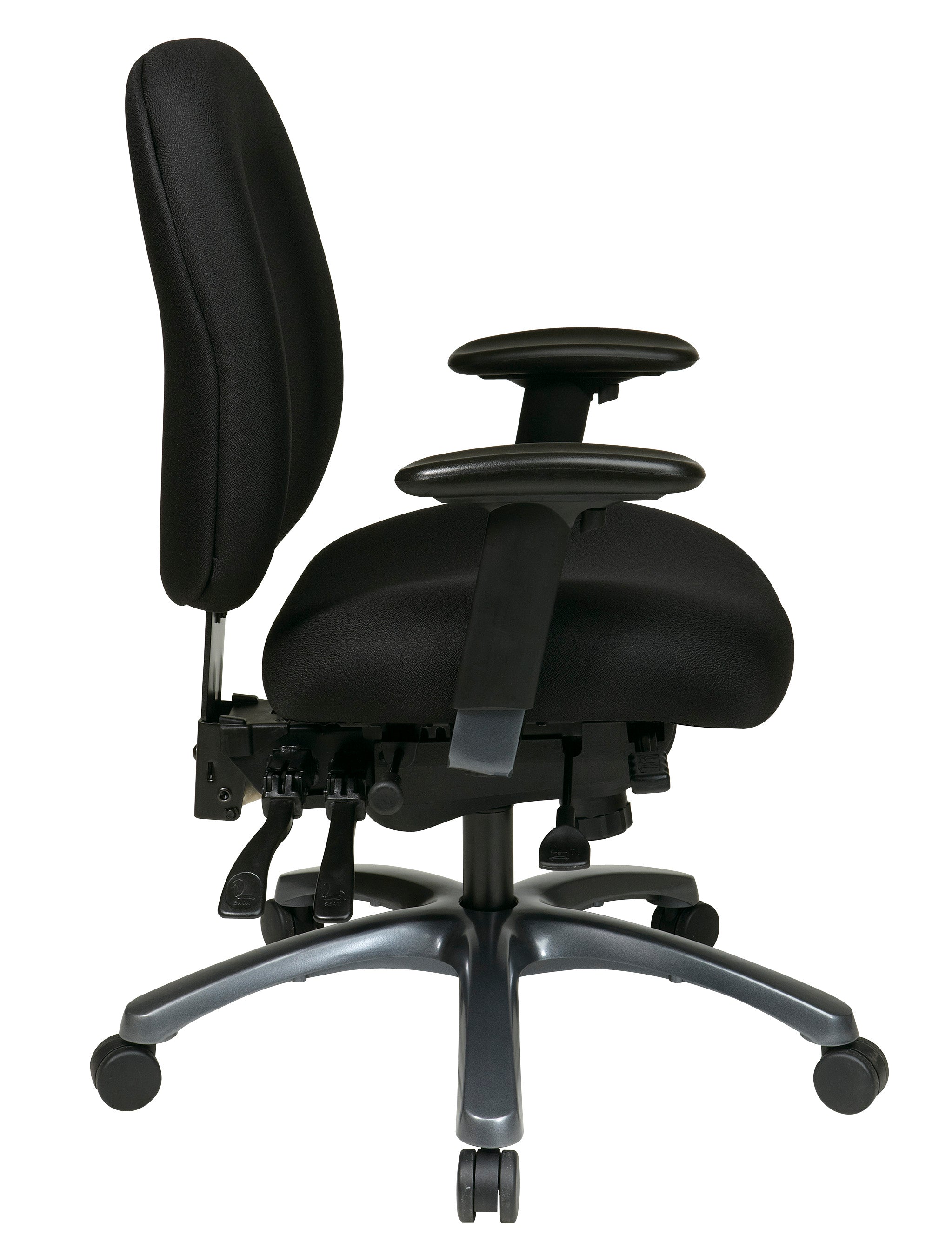 Multi-Function Mid Back Chair with Seat Slider and Titanium Finish Base